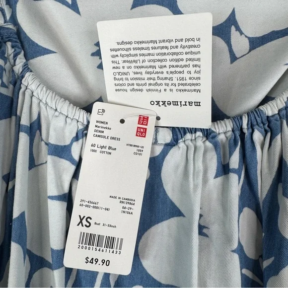 MARIMEKKO x UNIQLO Denim Camisole Dress - Light Blue - Sz XS - Picture 12 of 16